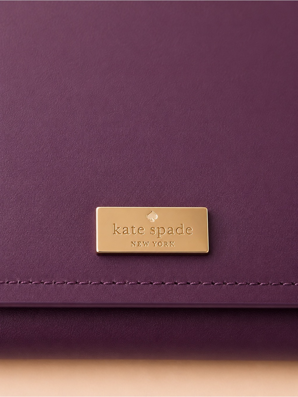 Kate Spade New York Plum Leather Shoulder Bag Gold Chain Burgundy Purse - Picture 5 of 7
